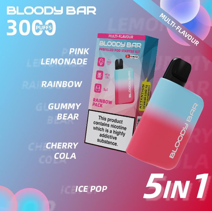 Bloody Mary - 5 in 1 Bloody Mary 3000 Puffs Prefilled Pod Kit (Box of 5) - theno1plugshop