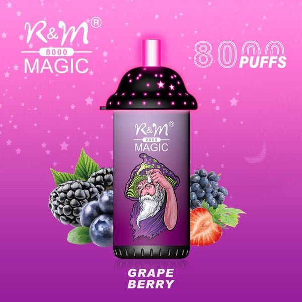 RandM Magic 8000 box of 10 Grape Berry flavour 