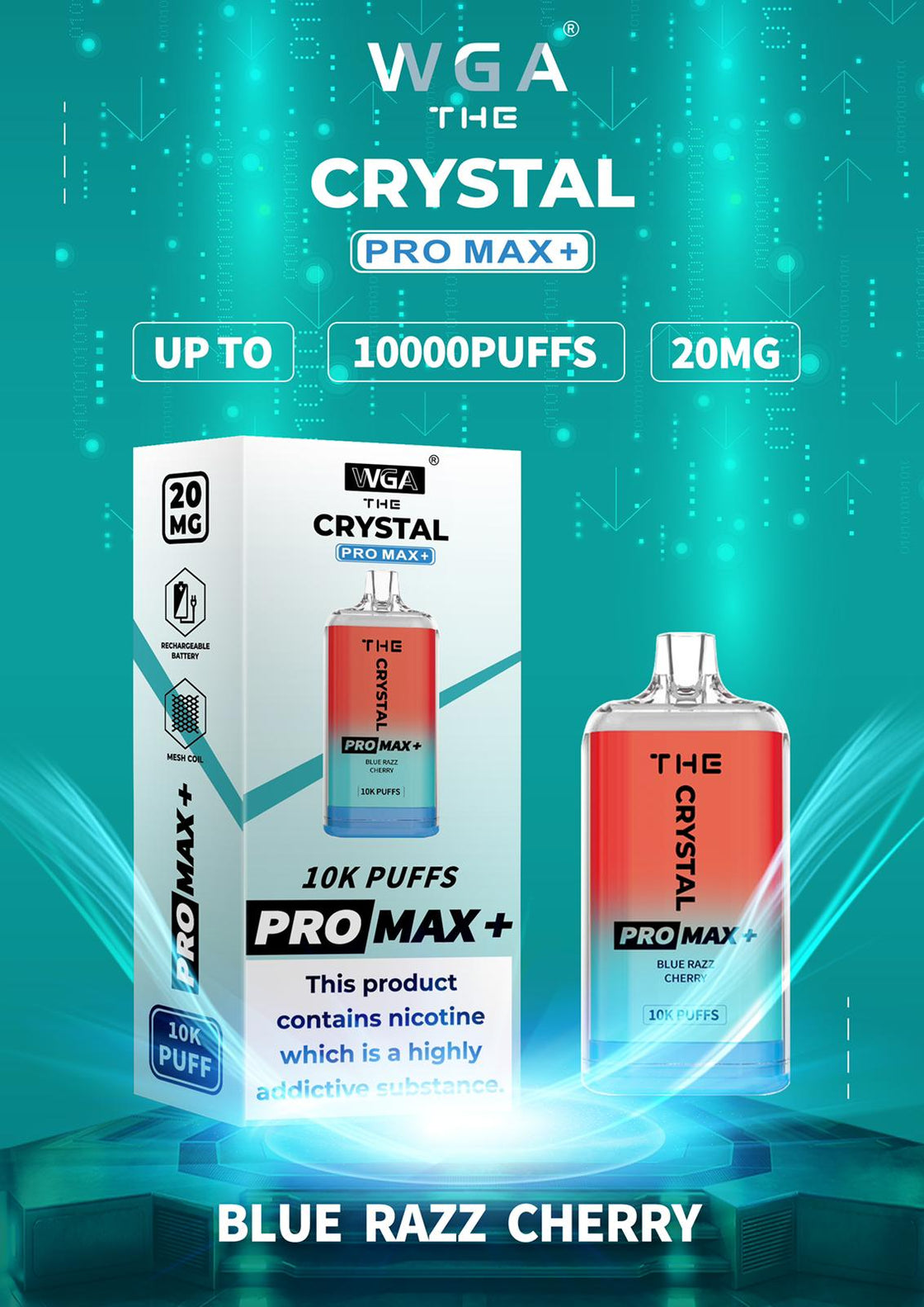 The Crystal Pro Max + 10000 Disposable Vape Pod (Caja de 10)