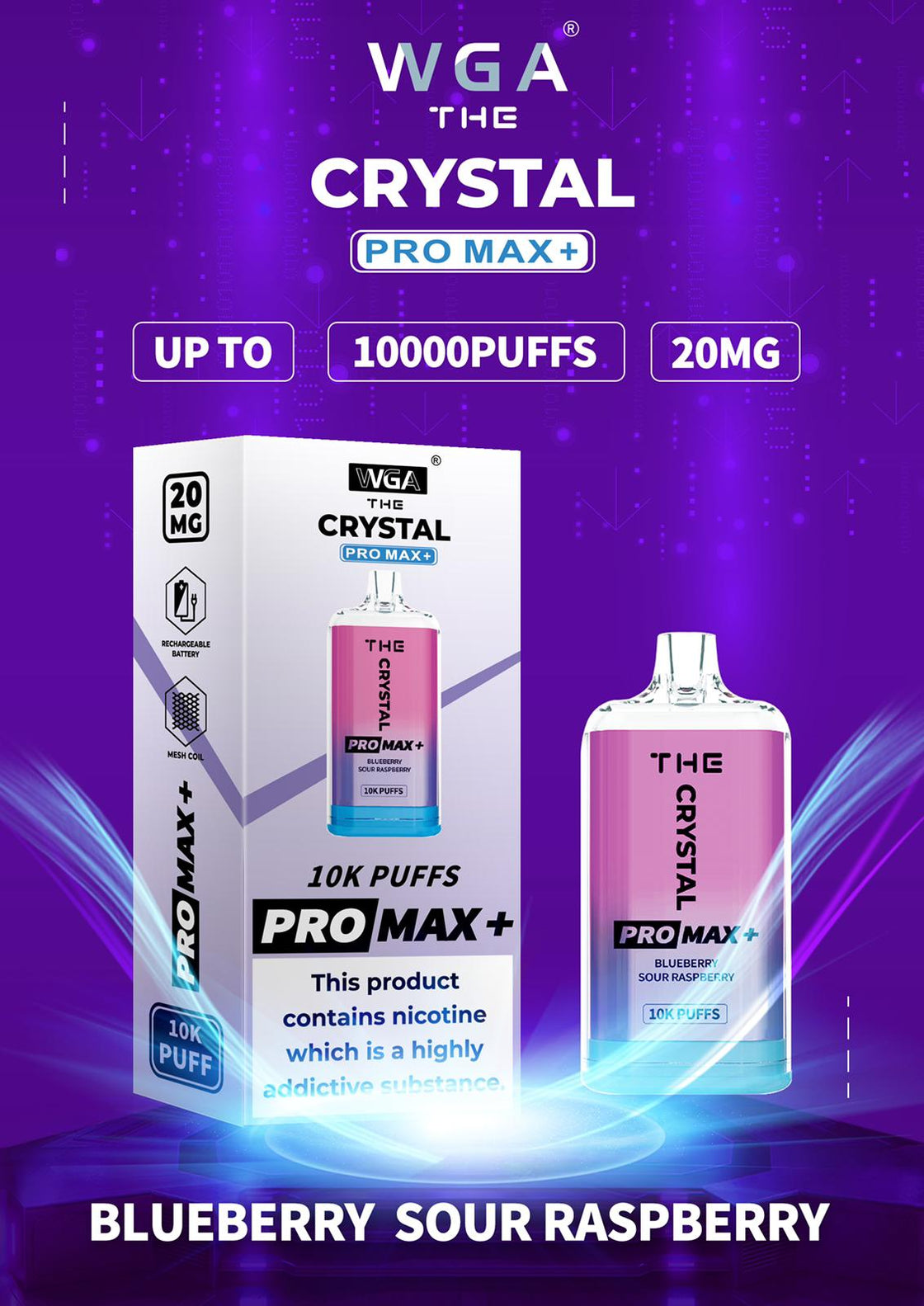 The Crystal Pro Max + 10000 Disposable Vape Pod (Caja de 10)