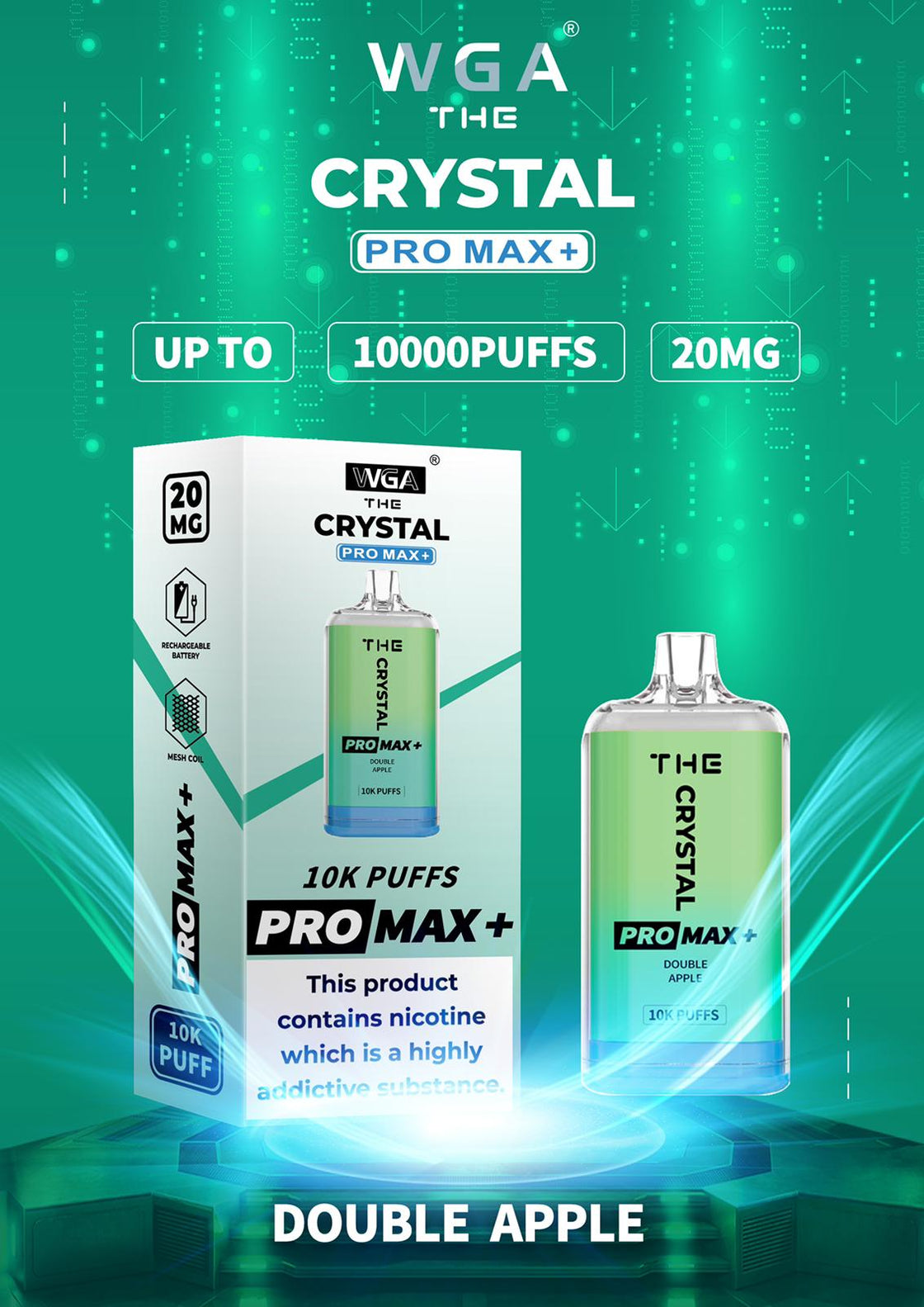 The Crystal Pro Max + 10000 Disposable Vape Pod (Caja de 10)